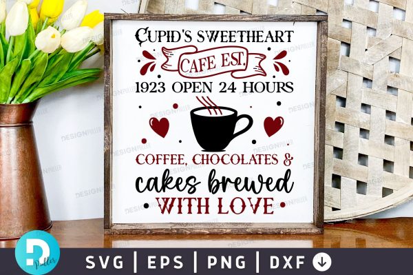 Cupids sweetheart cafe Svg Design Cheap