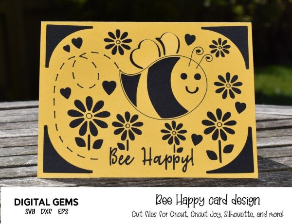Bee happy. Cricut Joy card Online