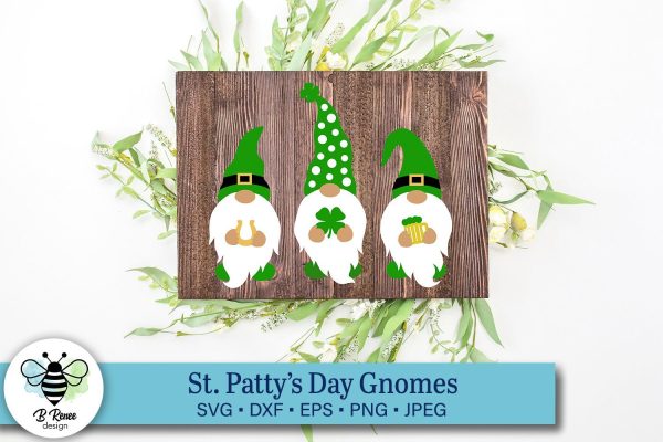 St. Patricks Day Gnomes with Clover SVG Online Sale