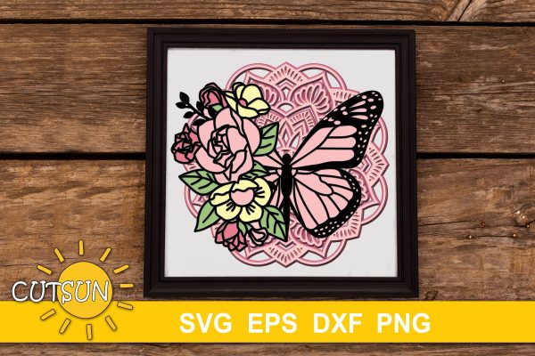 3D Layered Butterfly Mandala SVG - 8 layers For Cheap