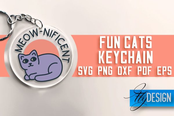 Fun Cats Keychain SVG | Cat SVG Design | SVG File For Sale