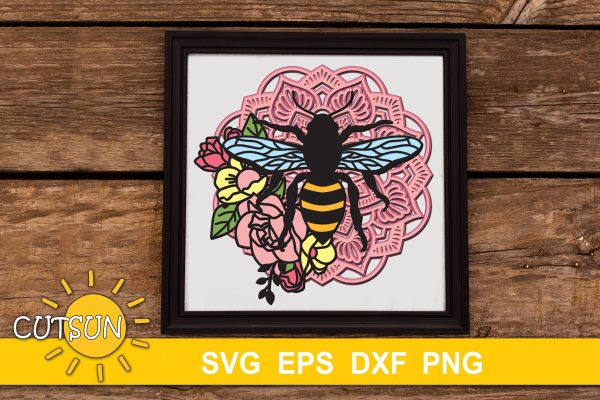 3D Layered Bee Mandala SVG - 9 layers Online Sale