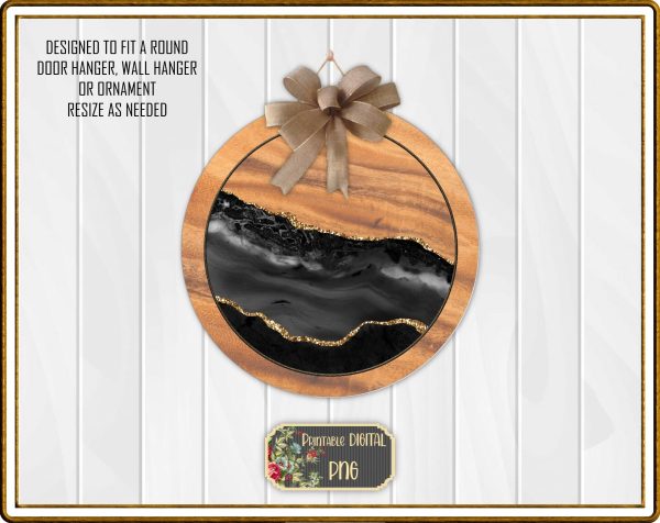 S014 Marbled and Wood Printable PNG for Round Door Hanger Ornament Sublimation Blanks Online Hot Sale