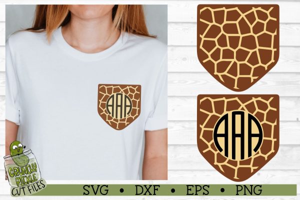 Pickle Pockets - Monogram Pocket Giraffe Print SVG File Sale