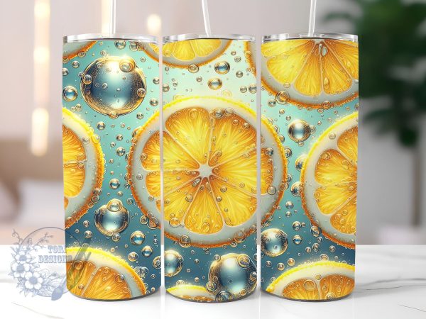 Lemon Slices Design wrap, Lemon Slices 20 oz Skinny Tumbler Sublimation Design, Instant Digital Download PNG, Lemon Slices Tumbler Wrap on Sale