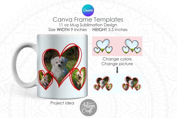 Canva Mug Template, Heart photo mug with scribble heart Online Hot Sale