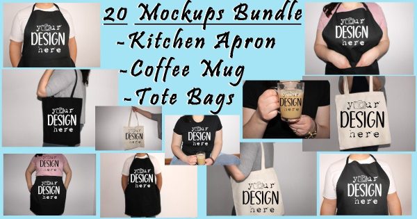 20 Real Model Mockups Bundle,Kitchen Aprons & Tote Bags Mockup Bundle, Blank Back Apron Mockup, Canvas Tote bags Mock Up,Coffe mug,Jpg image For Cheap