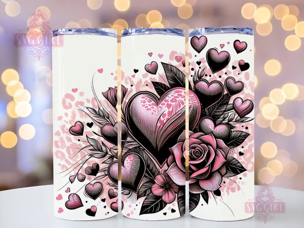 Valentine s Day Hearts 20 oz Sublimation Tumbler Wrap, PNG Digital File, Valentine Tumbler Wrap,  Leopard Print Design Cheap