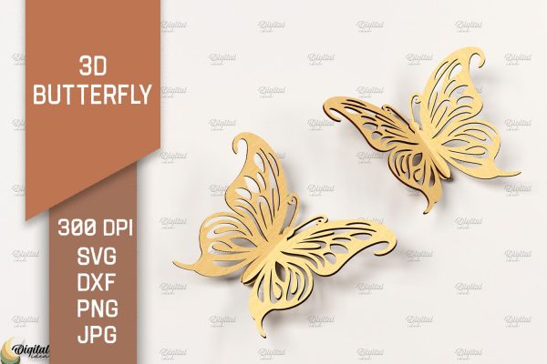 3D Butterfly Laser Cut. Butterfly SVG Design Supply