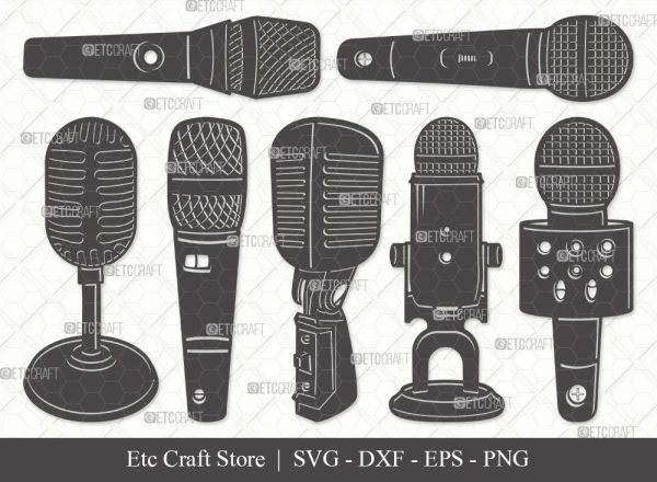 Microphone Silhouette SVG Cut File | Mic Svg | Audio Sound Svg | Sound Recording Svg | Bundle Hot on Sale