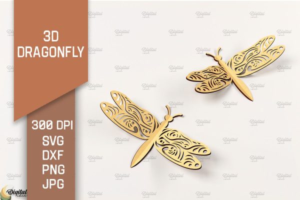 3D Dragonfly Laser Cut. Dragonfly SVG Design Online now