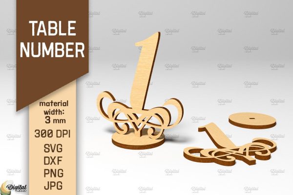Table Number SVG. Wedding Table Number Laser Cut. Number 1 For Discount