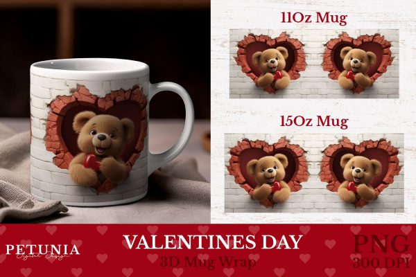 Valentines Day Mug Wrap | 3D Mug Wrap Sublimation Online Hot Sale
