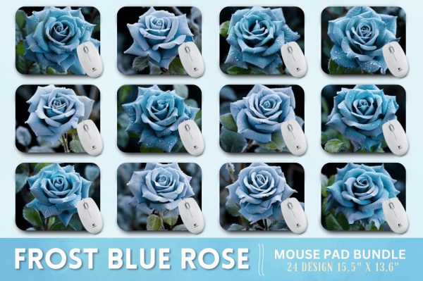 Beautiful Frost Blue Rose Mouse Pad Bundle For Cheap