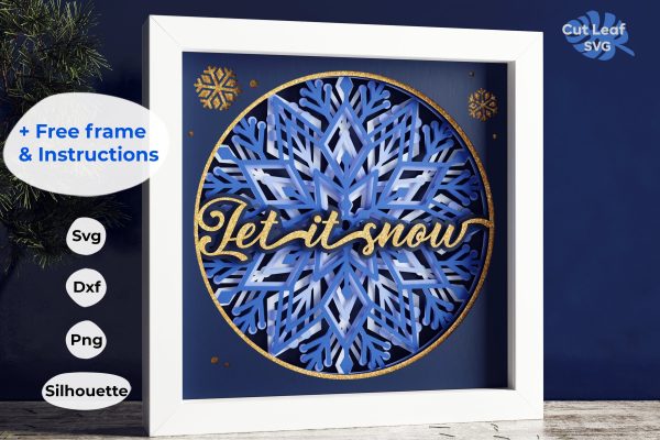 3D Let it snow Shadow Box svg - Snowflake svg, Christmas svg, Shadow box svg Christmas, Cricut projects, Cardstock svg, Layered svg Supply