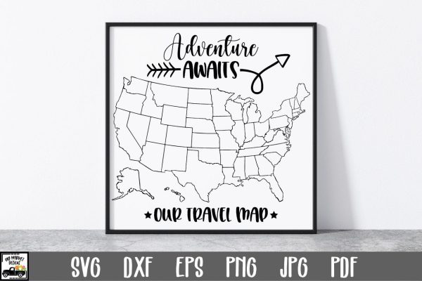 US Travel Map SVG File | Adventure Awaits SVG File Online now