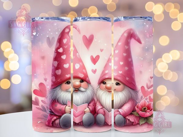 Valentines Day Gnome 20oz Tumbler Wrap PNG, Valentines  Gnome Sublimation Design Supply