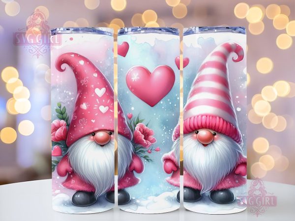 Valentines Day Gnome 20oz Tumbler Wrap PNG, Valentines  Gnome Sublimation Design Cheap