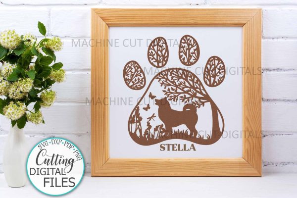 Akita Inu Paw Dog round sign svg dxf pdf cut out file For Discount