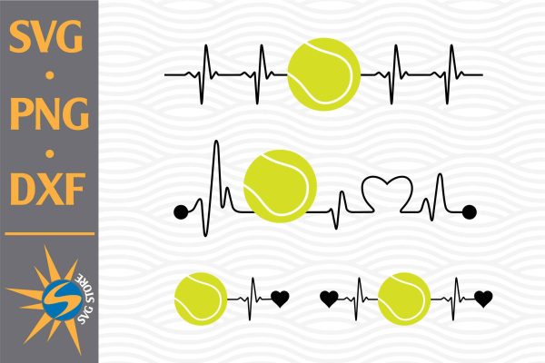Tennis Heartbeat SVG, PNG, DXF Digital Files Include Online now