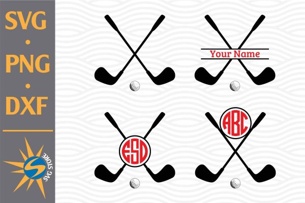 Golf Stick Monogram SVG, PNG, DXF Digital Files Include on Sale
