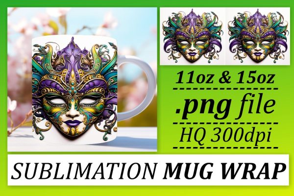 Joyful Mardi Gras Sublimation: 11oz & 15oz Mugs For Sale