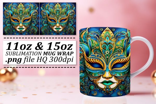 Mardi Gras Extravaganza: Sublimation Art for Mugs Online now