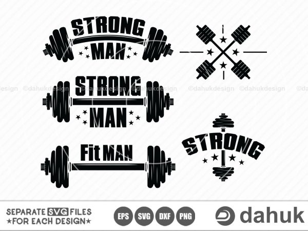 STRONGMAN SVG | Barbell Dumbbell Bodybuilder Equipment | silhouette clipart cuttable design svg png dxf & eps designs Discount