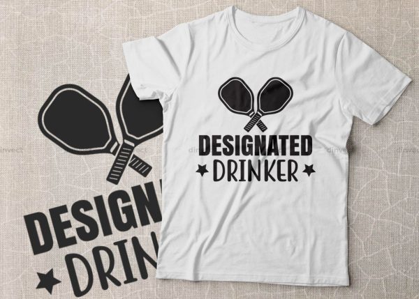 Designated drinker, Pickleball Designs, Pickleball T-shirt vector, Typography T-shirt Design  Typography T-shirt Design Cut File for Crafters Discount