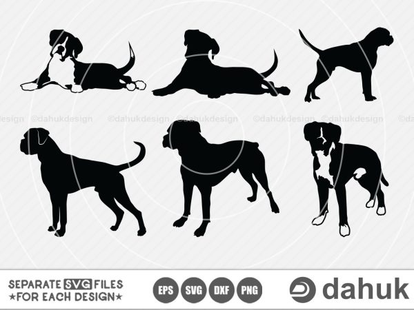 Boxer Dog Silhouettes,Dog Silhouettes,Boxer Dog SVG,Cut file for silhouette on Sale