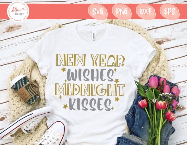 New Year Wishes And Midnight Kisses - SVG, PNG, DXF, EPS Cheap