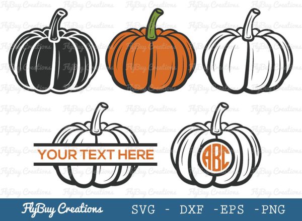 Pumpkin Svg Cut File| Autumn Fall | Thanksgiving | Halloween | Pumpkin Silhouette | Circle Monogram | Split Monogram Hot on Sale