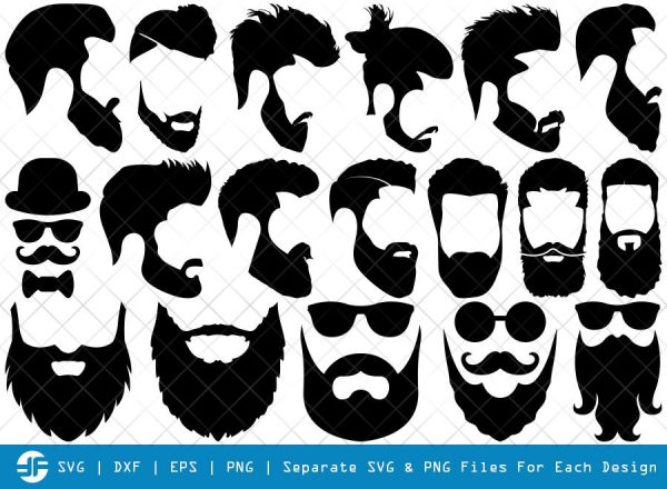 Beard SVG Cut Files | Long Beard SVG | Beard Face Silhouette Bundle Cheap