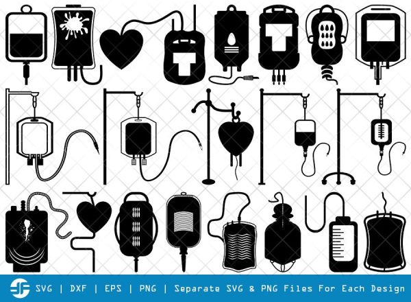 Blood Bag SVG Cut Files | Blood Donation Silhouette Bundle Sale