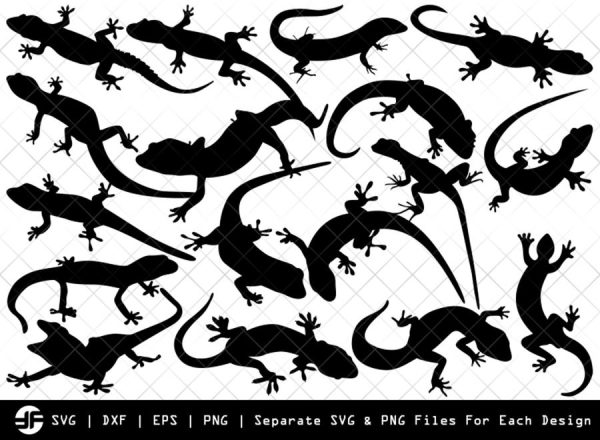 Gecko SVG | Lizard SVG | Silhouette Bundle | SVG Cut File For Discount
