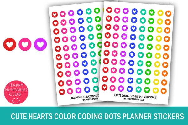 Cute Hearts Color Coding Dot Planner Stickers- Valentine Day Stickers For Cheap