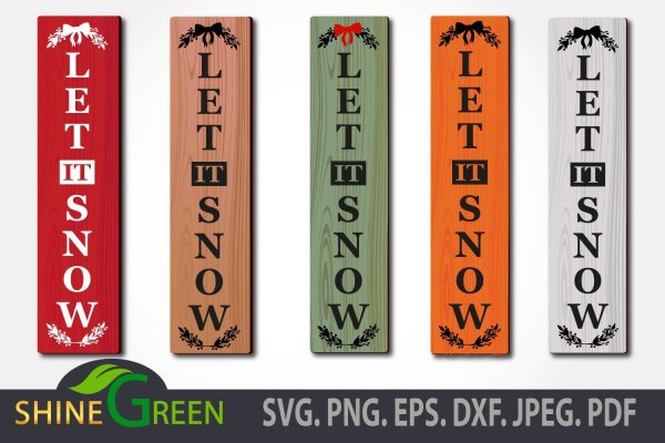 Christmas Porch Sign SVG, Let It Snow Floral Vertical Sign for Winter Cheap